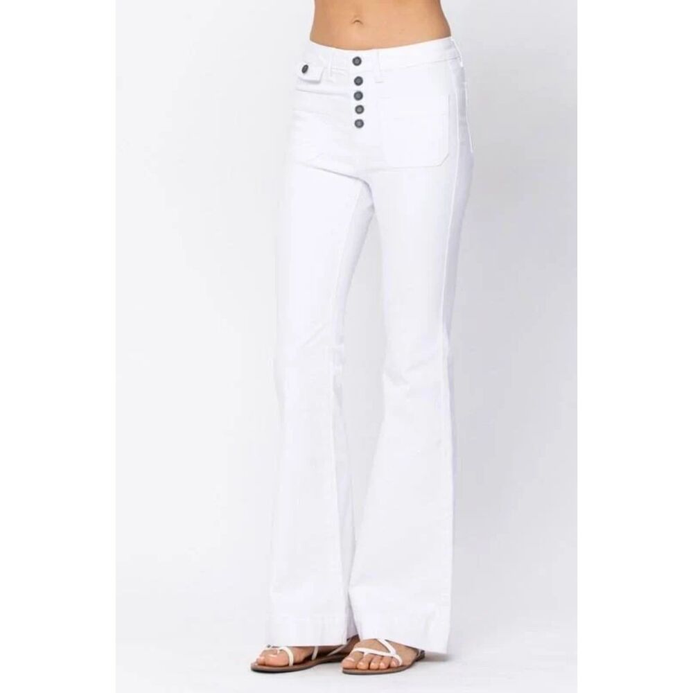 NWT Judy Blue White JB88215 High Waist Flare Fit Jeans Pants Womens 5/27